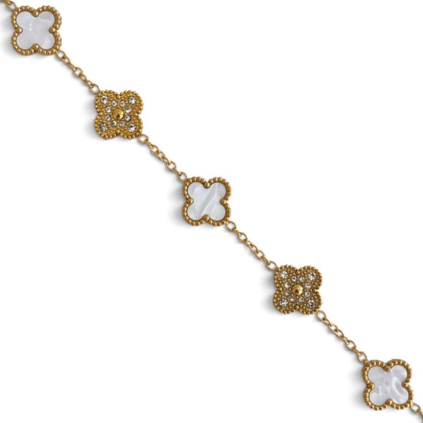 Armband Kleeblatt Diamant – Weiß
