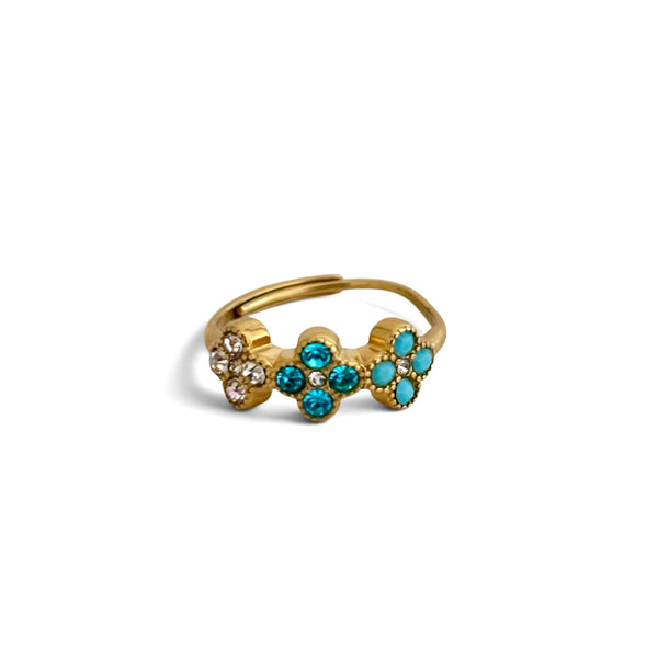 Ring Flower (verstellbar) – Türkis