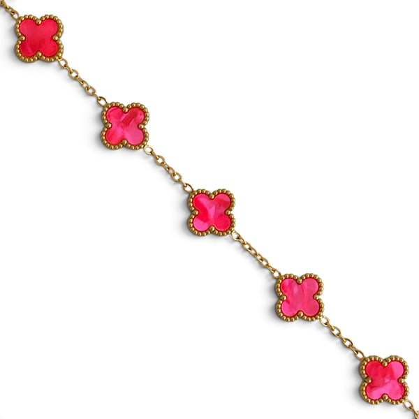 Armband Kleeblatt – Fuchsia