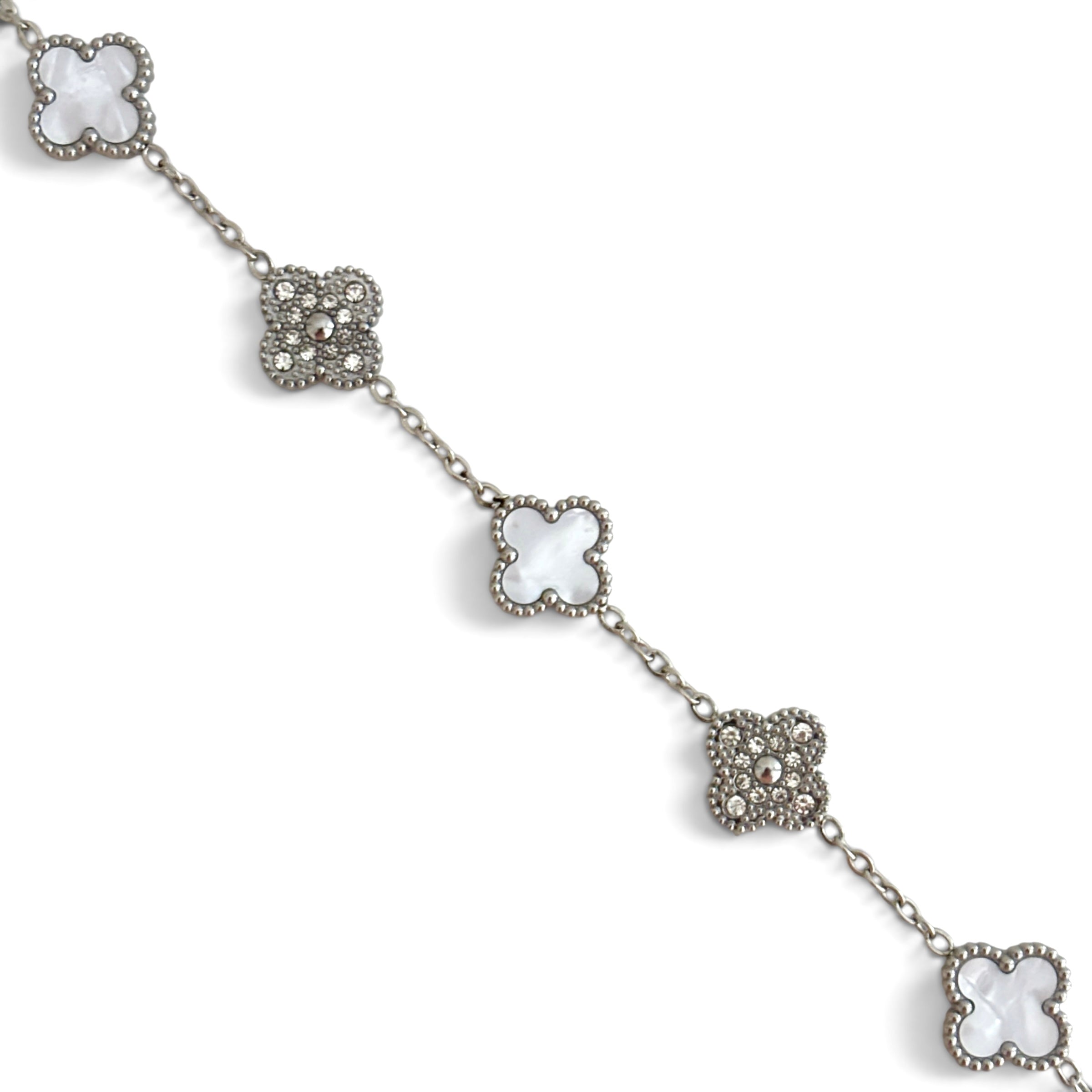 Armband Kleeblatt Silberweiß