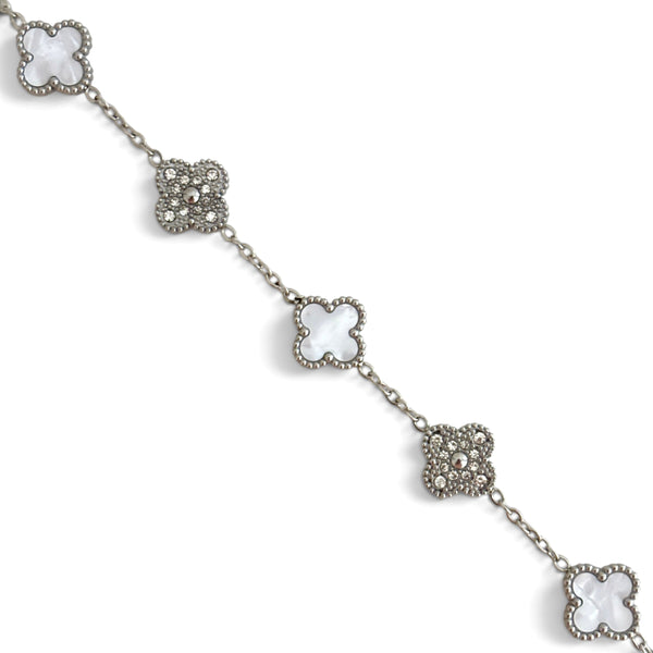 Armband Kleeblatt – Silberweiß