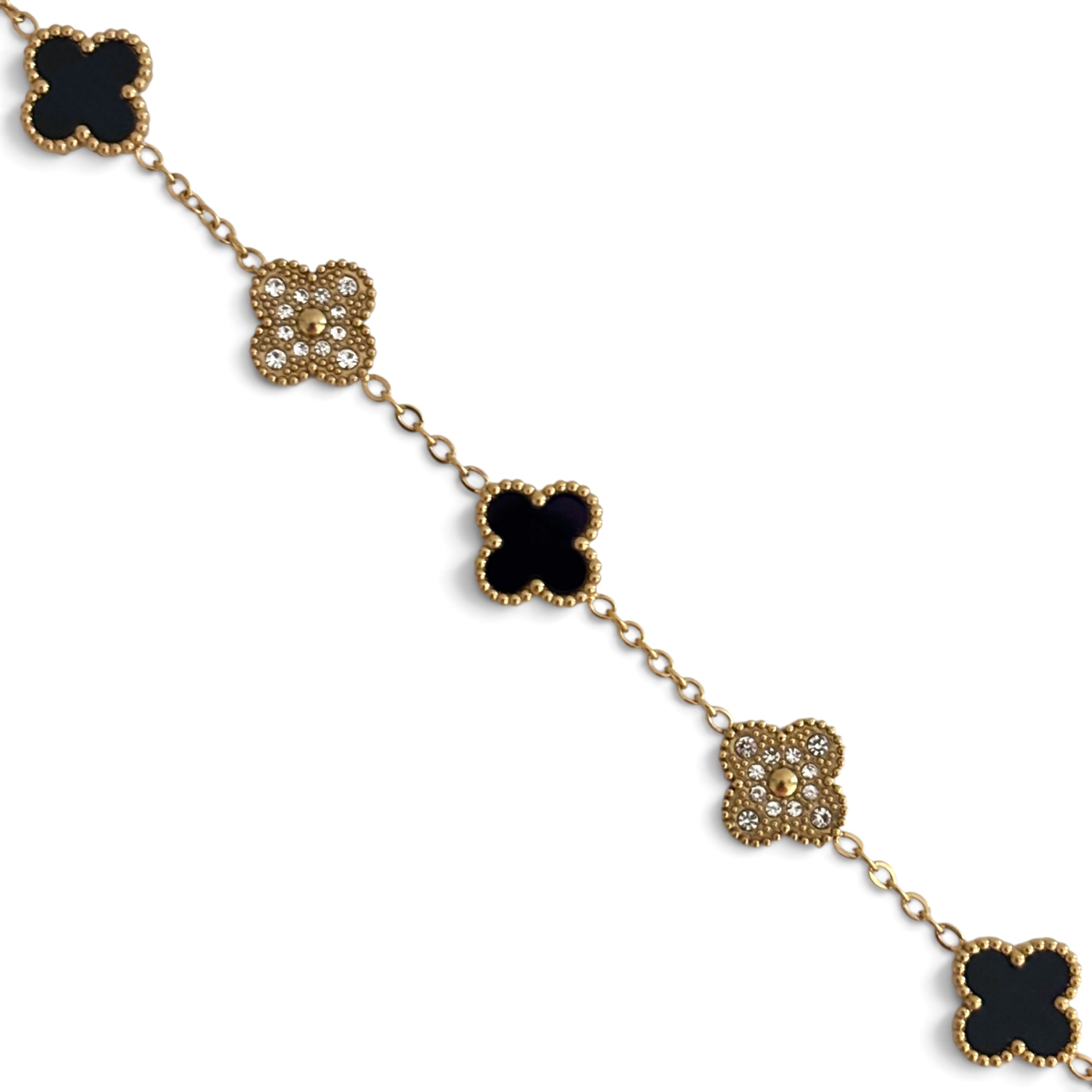 Armband Kleeblatt Diamant Schwarz