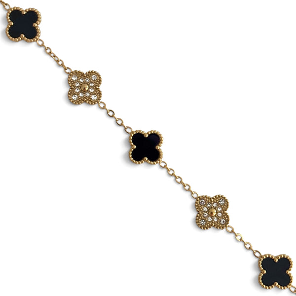 Armband Kleeblatt Diamant – Schwarz