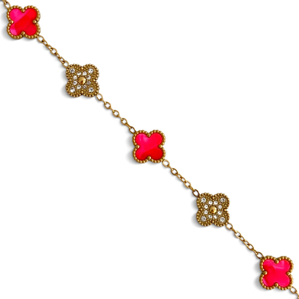 Armband Kleeblatt Diamant – Fuchsia