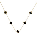 Halskette Kleeblatt Gold-Schwarz