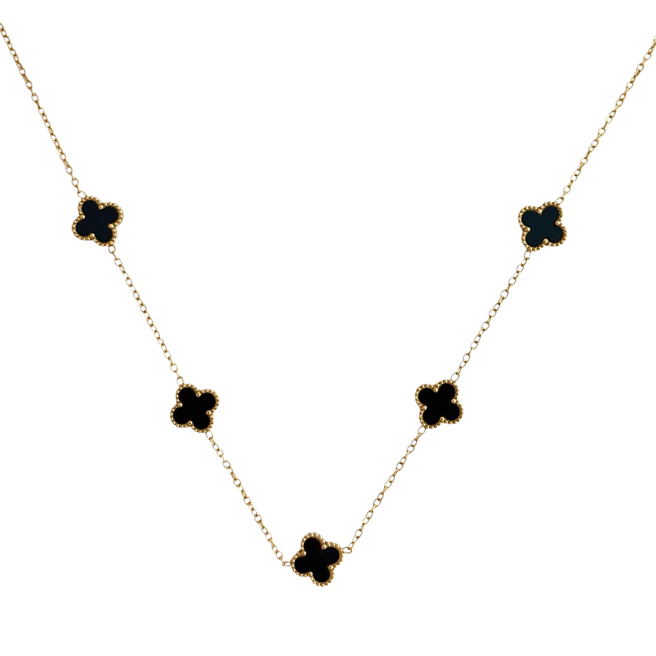 Halskette Kleeblatt Gold-Schwarz