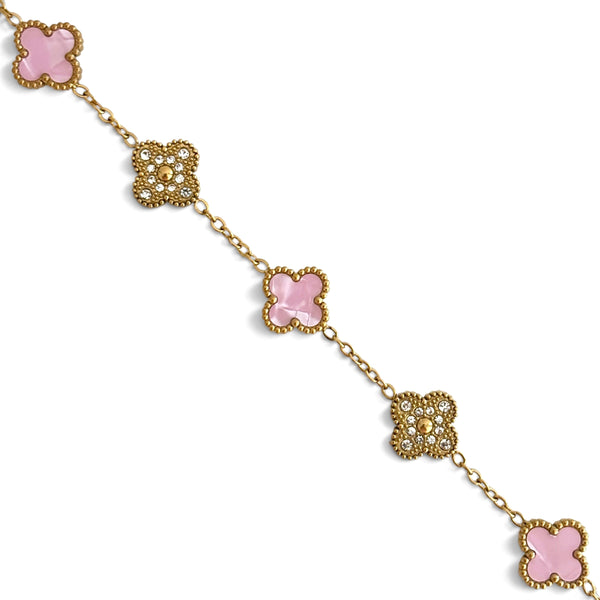 Armband Kleeblatt Diamant – Rosa