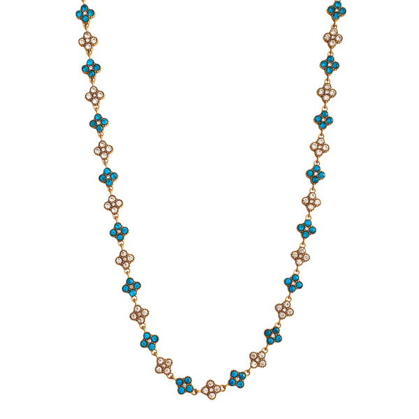 Halskette Flower – Türkis-Gold